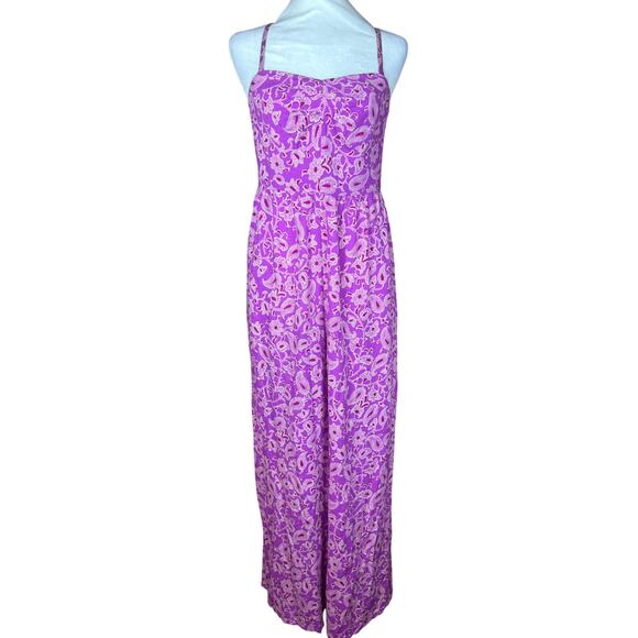 Knox Rose pants romper jumpsuit purple paisley floral boho SMALL - Picture 11 of 15